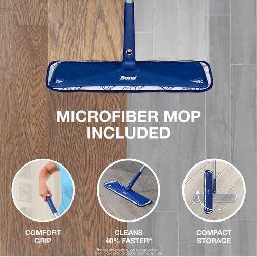Bona Multi-Surface Floor Care Kit - Includes Microfiber Mop, Microfiber Cleaning Pad, Hardwood Floor Cleaning Solution, and Multi-Surface Floor