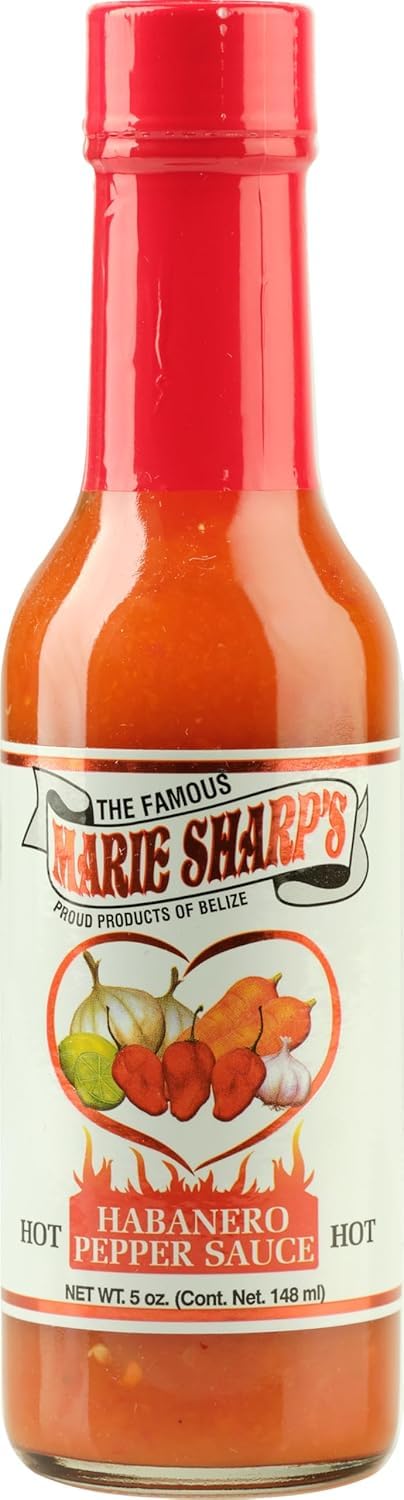 Marie Sharp's Hot Habanero Pepper Sauce, 5 oz - Authentic Belizean Hot Sauce with Fresh Red Habanero Peppers (Pack of 3)