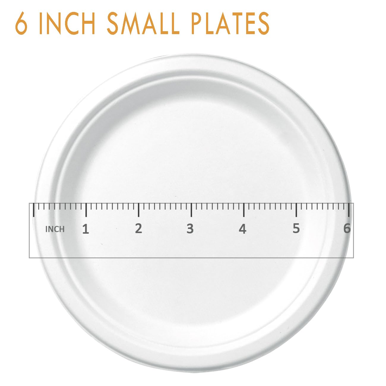 CantaGreen 6 inch Small Compostable Dessert Plates,100 Count Heavyduty Sugarcane/Bagasse and Bamboo Fibre Biodegradable Disposable Paper Plate