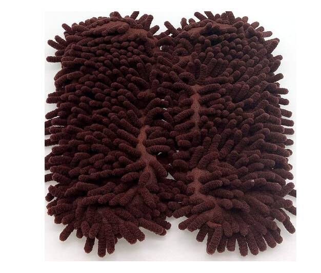 CNGYNI Cleaning Slippers Microfiber Slipper Detachable Mopping Shoes House Floor Cleaning Mop Chenille Sole, One Size (Brown)