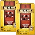 Twinings Earl Grey Tea 2-Pack - A Bright and Zesty Black Tea Infused with Citrus Bergamot Flavours, Caffeinated Tea Bags, Individually Wrapped, 20