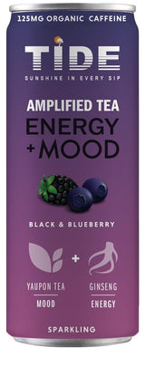 TIDE Yaupon Tea Premium Brewed Clean Energy with 125mg Caffeine - Ginseng Health Drink - Organic Fruit Juice & Green Tea - Healthy Morning Boost