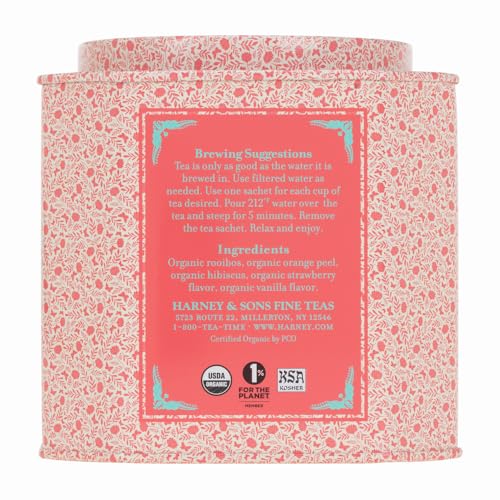 Harney & Sons Organic Vanilla Strawberry Hibiscus Tea | 30ct sachet tin