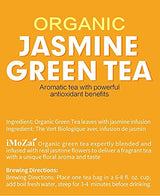 Imozai Organic Jasmine Green Tea Bags 100 Count Individually Wrapped | Lower Caffeine | Floral Aroma & Taste