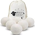 Wool Dryer Balls, 6 Pack Laundry Dryer Balls Reusable and Handmade, 100% Organic New Wool Natural Fabric Softener, Dryer Sheets Alternative and Reduce