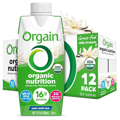 Orgain Organic Nutritional Shake, Vanilla Bean - Meal Replacement, 16g Protein, 20 Vitamins & Minerals, Gluten Free, Soy Free, Kosher, Non-GMO, 11