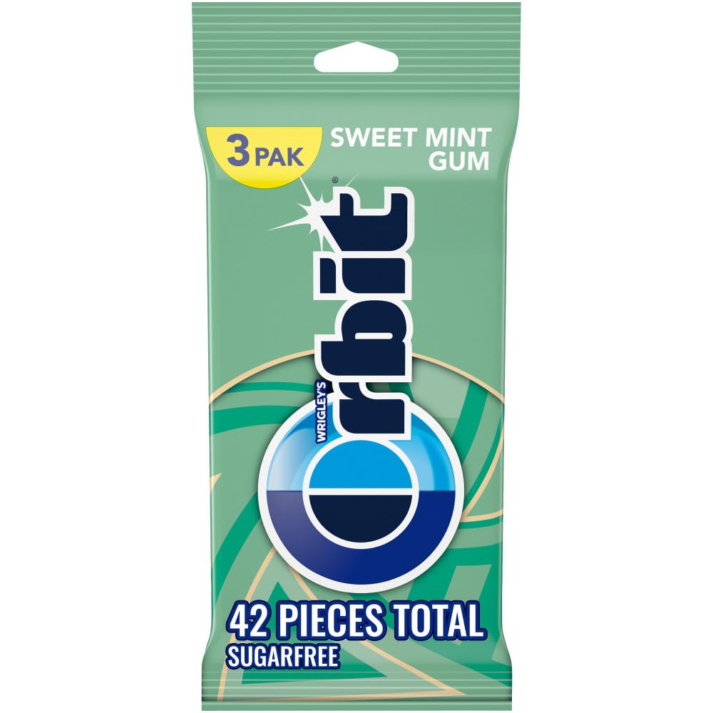 ORBIT Sweet Mint Sugar Free Chewing Gum, 3 Packs of 14-Pieces (42 Total Pieces)