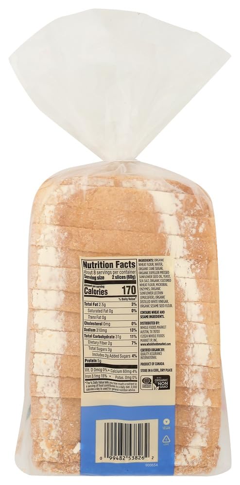 365 by Whole Foods Market Organic White Artisan Bread, 16 OZ