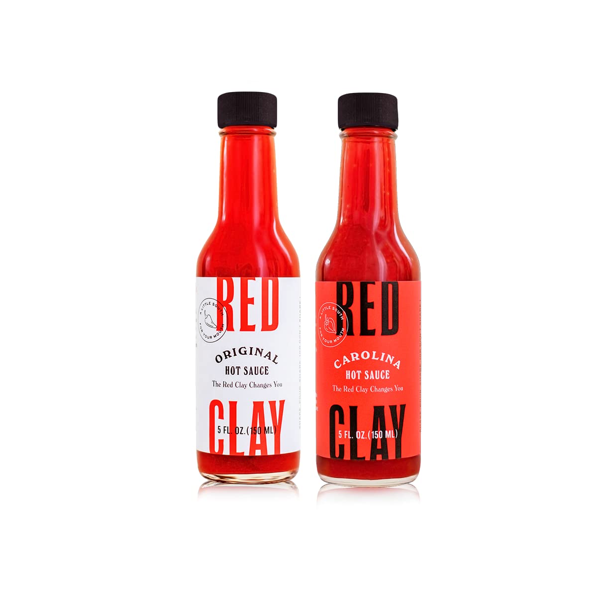 Red Clay Original Hot Sauce & Carolina Hot Sauce in Red Clay Gift Box - Cold-Pressed Fresno Peppers, Chef-Crafted - Gluten Free, 0 Calories, 0 Carbs