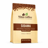 SINA COFFEE Premium 100% Arabica Ethiopian Coffee - Sidama Single Origin Medium Roast Whole Bean Coffee - 12oz Freshly Roasted”