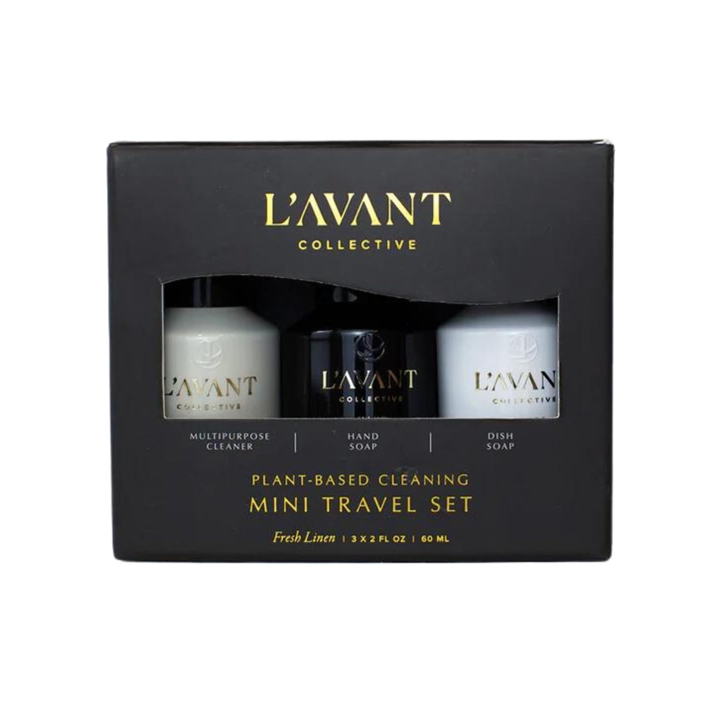 L'AVANT Collective Kitchen Essentials Mini Travel Set Dish Soap, Hand Soap, Multipurpose Surface Cleaner High Performing Notes of Ylang Ylang, Bamboo