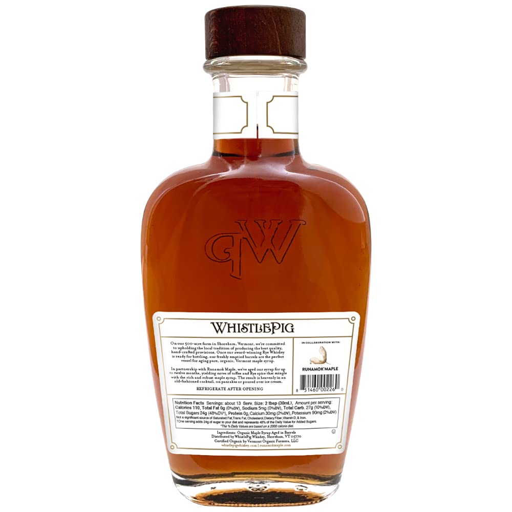 Runamok Maple & WhistlePig Organic Rye Whiskey Barrel-aged Maple Syrup 375 ml | 12.7 FL oz