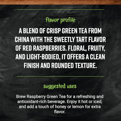 Frontier Bulk Green Tea, Raspberry Flavored, Organic, 16 Ounce