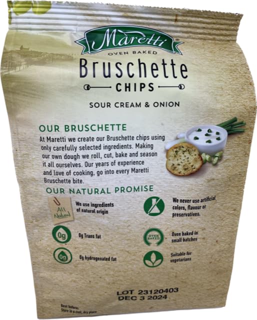 All Natural Bruschette Bruschetta Vegan Cracker Bruschettini Chips 4 PACK (5oz, Sour Cream And Onion)