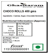 Ghasitaram Gifts Indian Sweets - CHOCO ROLLS 400 gms