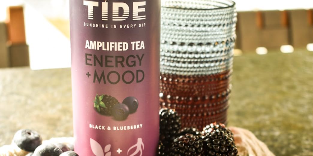 TIDE Yaupon Tea Premium Brewed Clean Energy with 125mg Caffeine - Ginseng Health Drink - Organic Fruit Juice & Green Tea - Healthy Morning Boost