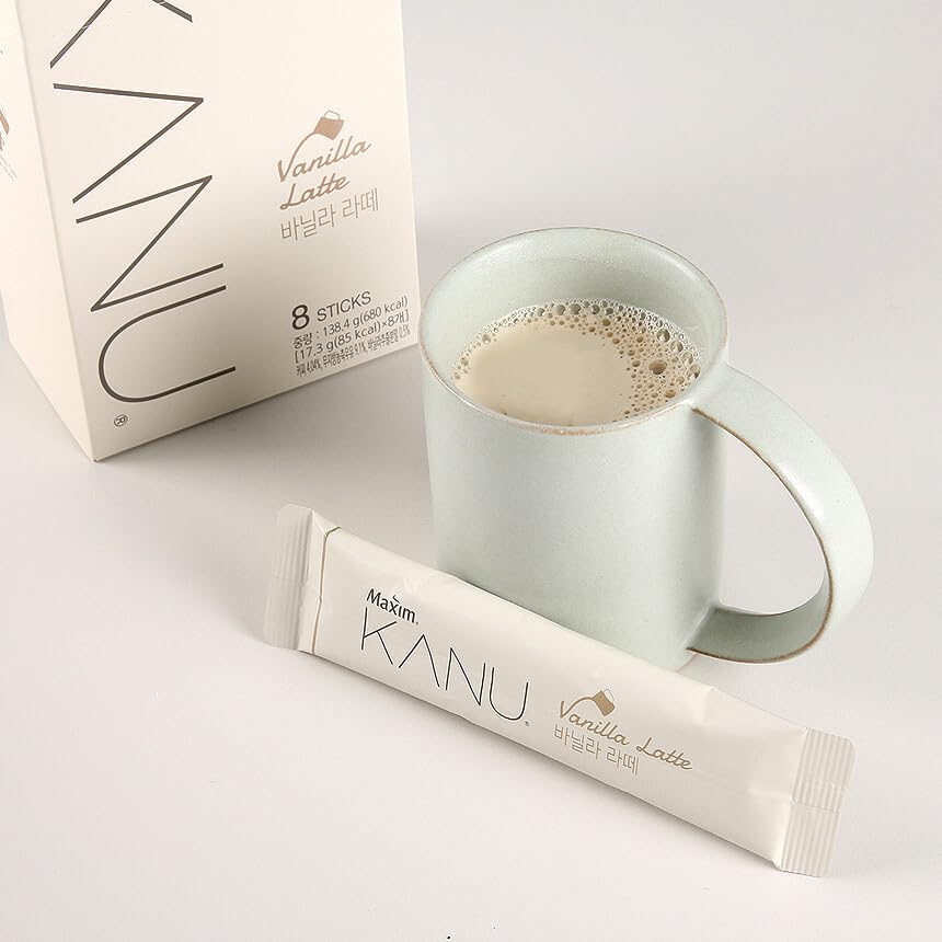 Kanu Vanilla Latte Korean Instant Coffee, Camping Essentials 17.3g x 8 Sticks