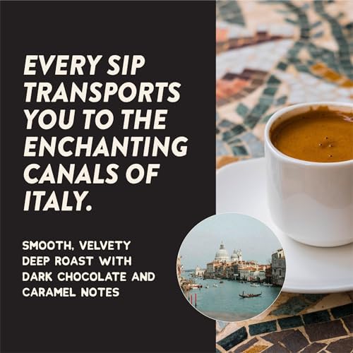 Angelino's Coffee Espresso Dark Roast Coffee Pods, 24 Count - Bold Italian Style Blend, K Cup Compatible for Keurig - Dark Chocolate & Caramel Notes