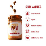 Spread The Love UNSALTED Almond Butter, 16 Ounce (All Natural, Vegan, Gluten-free, Creamy, No added salt, No added sugar, No palm fruit oil, Not
