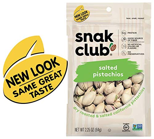 Snak Club All Natural Salted Pistachios, 2.25 Ounce (Pack of 6)
