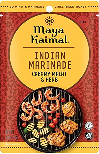 Maya Kaimal Foods - Creamy Malai & Herb Marinade - 4 pack of 4oz Marinades - Keto Friendly - Made with Non-GMO Ingredients - Convenient Single Use