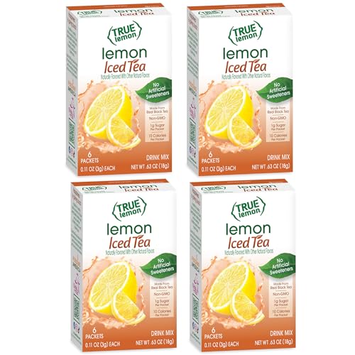 LEMON ICED TEA MIX by TRUE LEMON | Instant Powdered Drink Packets That Quench YOUR Thirst, Mouth Watering True Citrus LEMON (ICED TEA), 6 Count (Pack