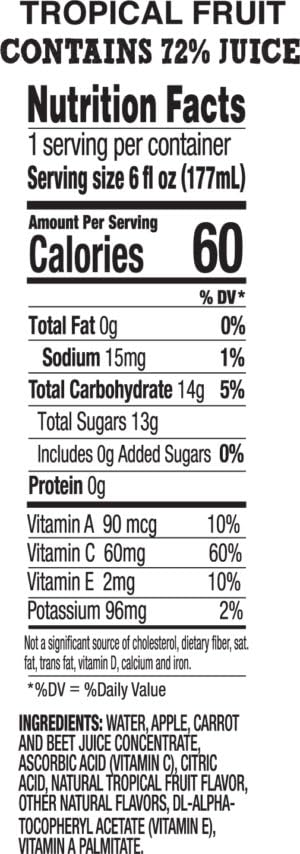 Good2grow Tropical Fruit and Veggie Blend, 6 Fluid Ounce -- 12 per case.