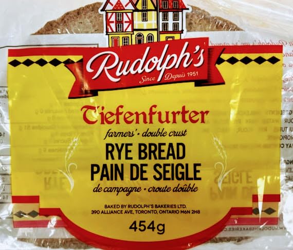 Rudolph's Tiefenferter Farmer's Double Crust Sliced Rye Bread - Authentic German-Style Dark Rye - Traditional Double Crust Recipe - Pre-Sliced