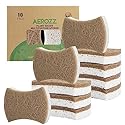 AEROZZ 10 Pack Biodegradable Natural Sponges Kitchen - Compostable Cellulose and Coconut Walnut Scrubber Sponge - Non Scratch Eco Friendly Quick