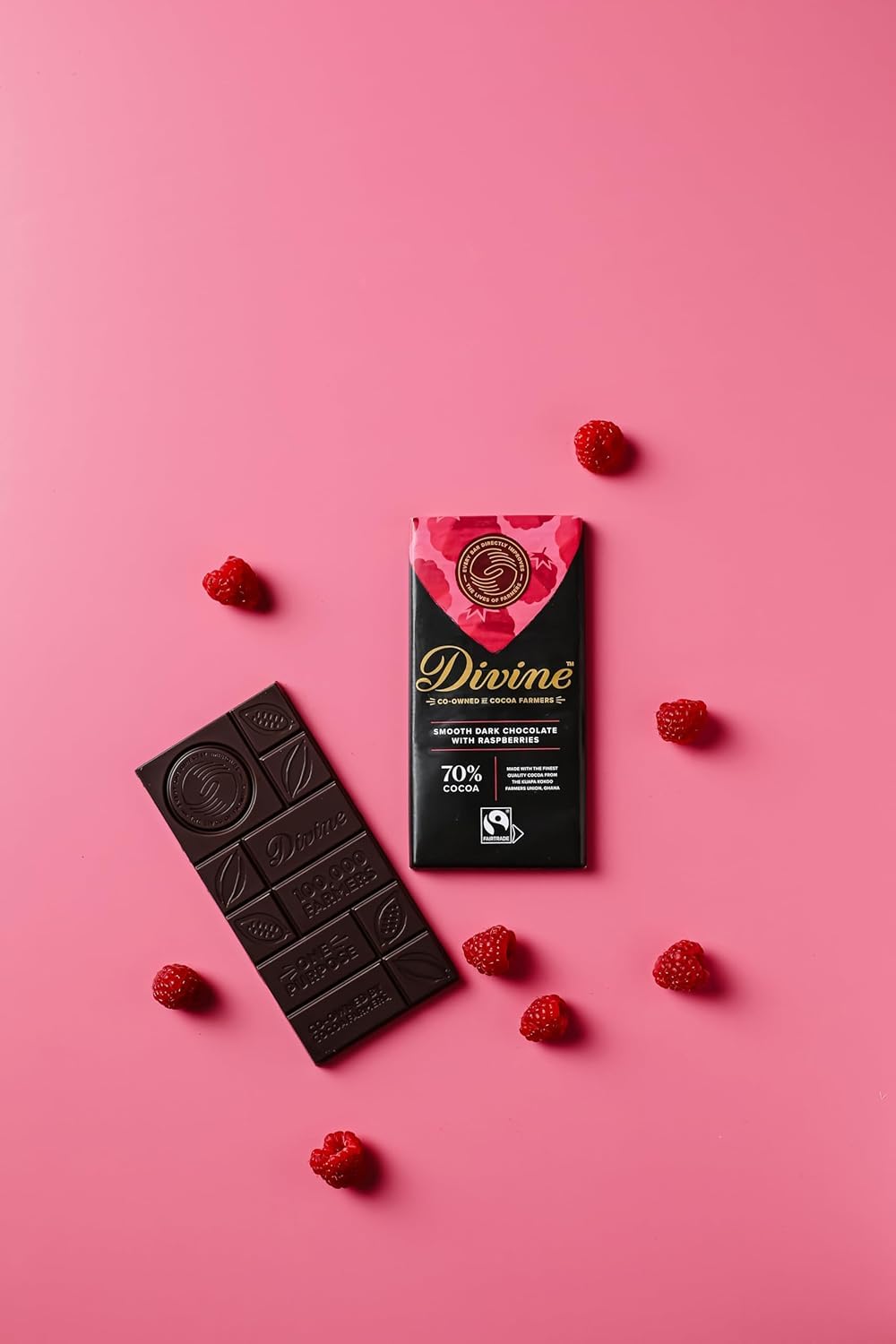 Divine Dark Chocolate with Raspberry 100g - Pack of 2