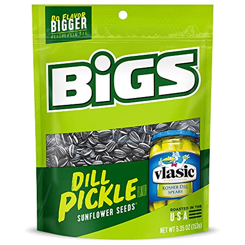 BIGS Sunflower Seeds, Vlasic Dill Pickle Flavor, 5.35 oz. (Pack of 12)