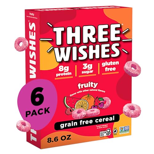 Three Wishes Grain-Free Protein Breakfast Cereal - 8g Protein and 3g Fiber - Healthy, Low-Sugar Breakfast Cereal, Gluten Free, Vegan-Friendly, Non-GMO