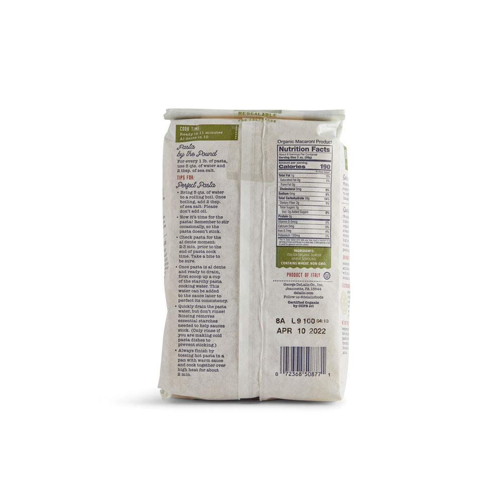 DeLallo Organic Penne Rigate #36, 16-Ounce Units (Pack of 16)