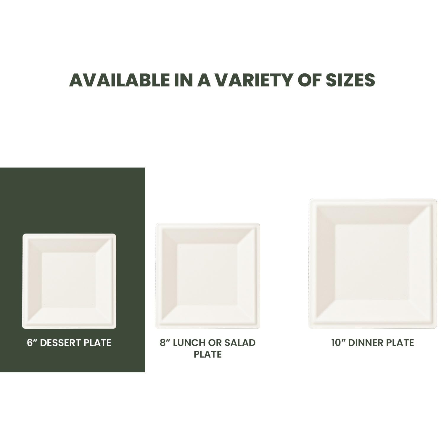 FPN Compostable Square Plates 6 Inch 125 Pack Heavy Duty Disposable Plates | Sugarcane Biodegradable Eco Friendly Dinnerware for Hot & Cold Food