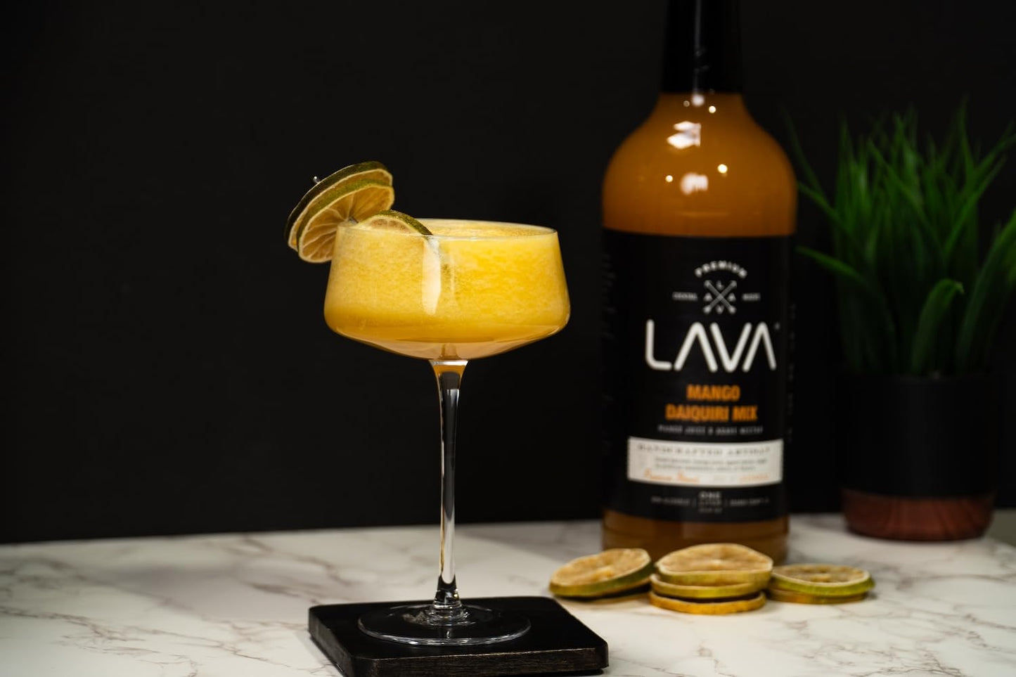 LAVA Premium Mango Daiquiri Mixer Made with Real Mango Juice, Cane Sugar, Agave Nectar. No Artificial Sweeteners, Flavors, or Colors. Gluten Free