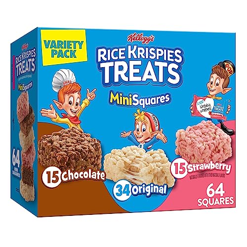 Rice Krispies Treats Mini Marshmallow Snack Bars, Kids Snacks, Variety Pack, 24.8oz Box (64 Bars)