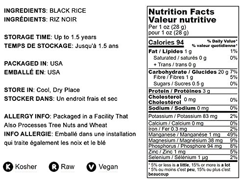 Food to Live Black Rice, 1 Pound Medium-Grain Rice, Kosher, Vegan, Bulk. Nutty, and Sweet Flavor. Rich in Antioxidants and Dietary Fiber. Great for Stir-Fries, Salads, and Pudding