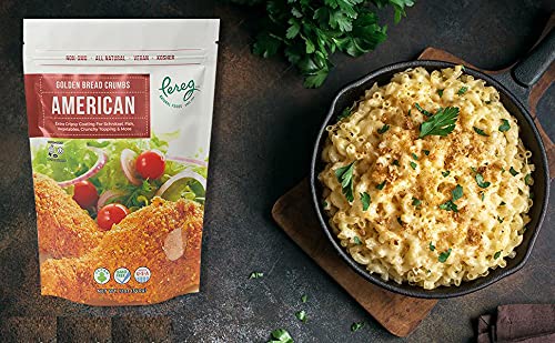 Pereg Golden Crisp Bread Crumbs American (12 Oz) - Cripsy Seasoned Breadcrumbs for Coating & Stuffing - Coat Burger, Schnitzel, Vegetables, Meatballs - Kosher Certified - Resealable Packaging