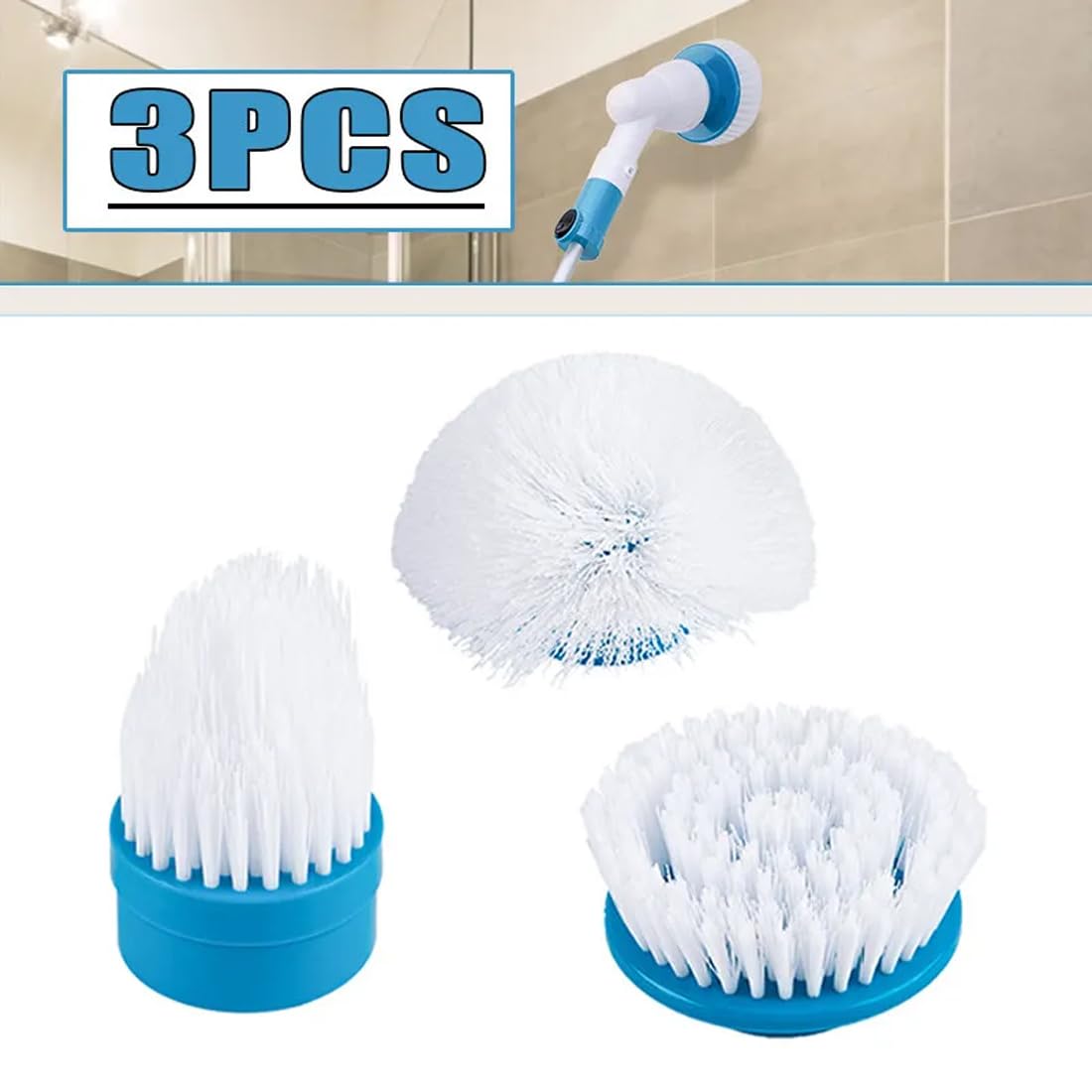 As Seen On Tv Replacement Brushes for Turbo Scrub Pro Power Electric Spin Scrubber Corner Brush Kit