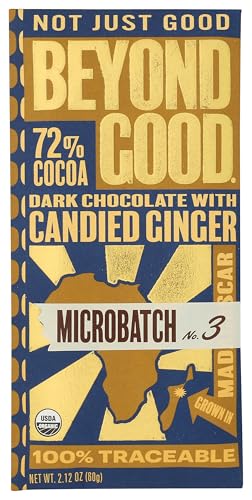 Beyond Good Organic 72% Candied Ginger Microbatch Chocolate Bar, 2.12 Ounce