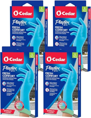 PLAYTEX Fresh Comfort Large Cleaning Gloves, 1 Count (Pack of 4)