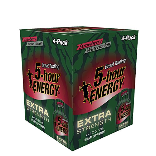5 Hour Energy Extra Strength Drink Shot, Strawberry/Watermelon, 4Count