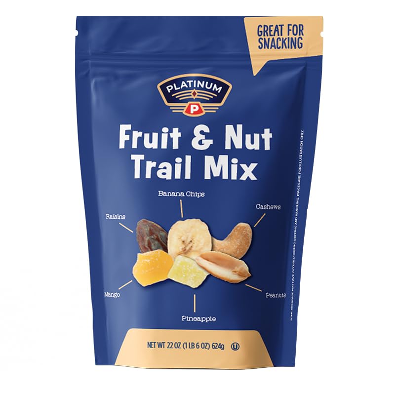 Platinum - Fruit and Nut Trail Mix - 22 oz Resealable Bag | Banana Chips, Raisins, Mango, Pineapple, Cashews & Peanuts | Healthy Snack Mix