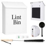 MTTRADERS Magnetic Lint Bin for Laundry Room Organization & Storage, Wall-Mounted Dryer Lint Bin Trash Can with Lid, Lint Box Includes Brush, 2 White