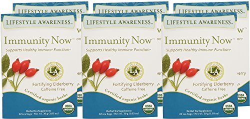 Lifestyle Awareness Organic Immunity Now Tea with Fortifying Elderberry, Caffeine Free, 20 Count