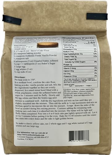 Authentic Foods Steve's Gluten Free Cake Flour Blend, 3 Pound