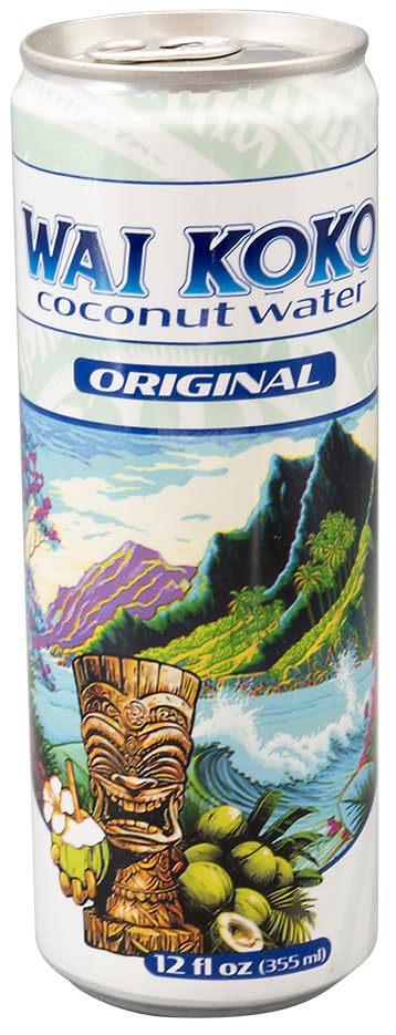 Wai Koko Original Coconut Water, Not from Concentrate, Natural Electrolytes, 12 Fl Oz Cans (Pack of 12)