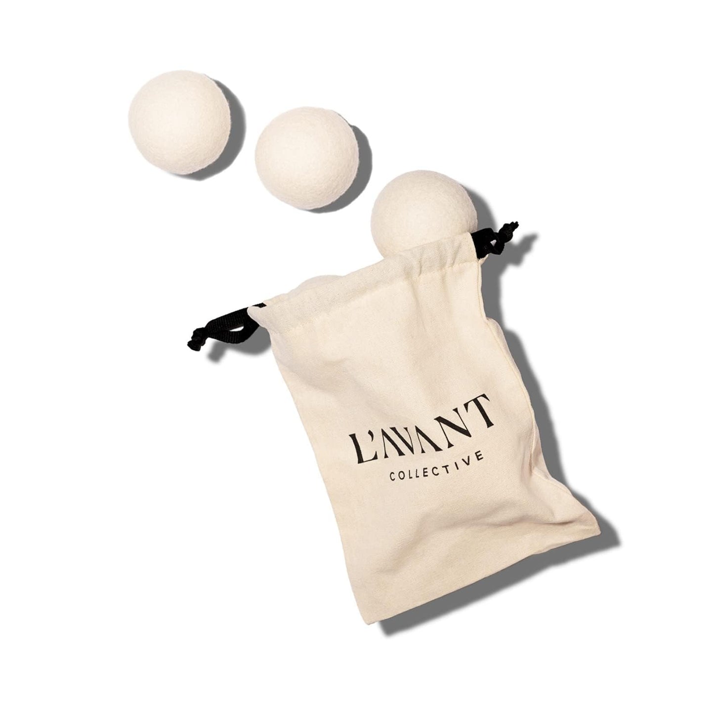 L'AVANT Collective Wool Dryer Balls Set of 6 | XL New Zealand Wool, Reusable Natural Fabric Softener & Static Reducer, Reduces Drying Time