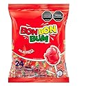 Bon Bon Bum - Fruity Lollipop with Bubble Gum center - Perfect for Parties and Sharing (24, Fresa (Strawberry))