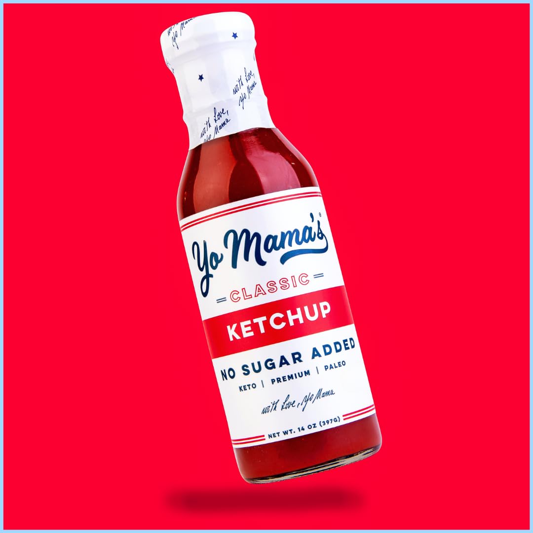 Yo Mama's Foods Keto Classic Ketchup - Pack of (4) - No Sugar Added, Low Carb, Vegan, Gluten Free, Paleo Friendly, and Made with Whole Non-GMO